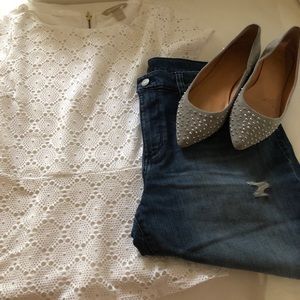 Banana Republic white lace blouse